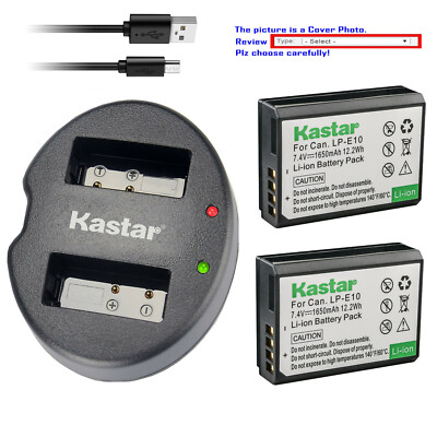 Kastar Battery Dual Charger for Canon LP-E10 LC-E10 & Canon EOS Rebel T6 Camera