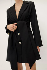 Black Cropped Boxy Single Breasted Blazer Dress Tuxedo Dresses UK Size 6