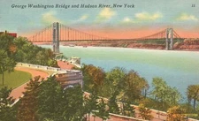 Vintage Postcard 1930's George Washington Bridge & Hudson River New York N.Y.