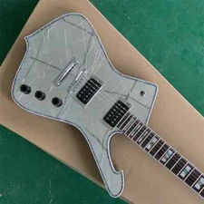 Hot Sale Custom White Gold Cracked Mirror Pickguard Electric Guitar