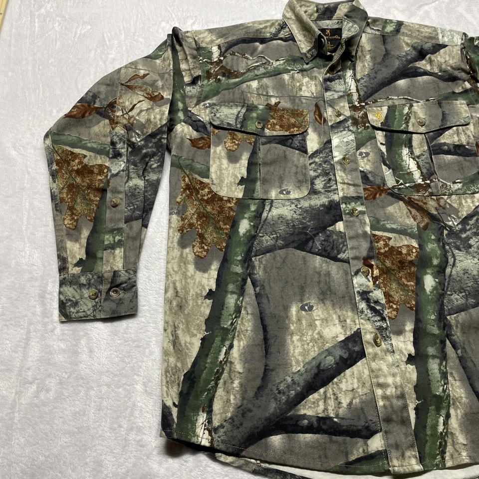 Browning Reactar Mossy Oak Treestand Camo Button Down Hunting Shirt Mens Med.  B - Image 3 of 4