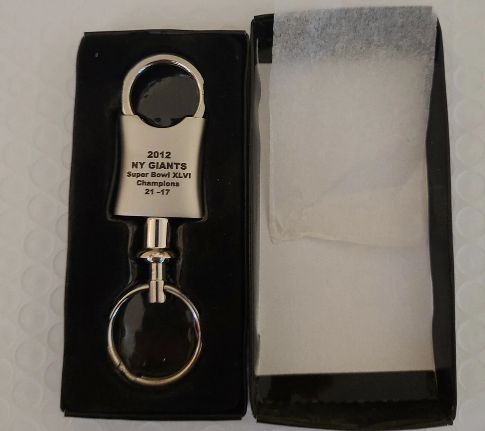 Llavero conmemorativo Valet 2012 NY Giants Super Bowl XLVI aluminio grabado Foto 3 de 3