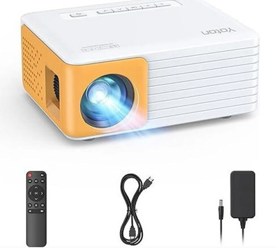 YOTON Y3 Mini Beamer, Projektor tragbarer 1080P Full HD, Heimkino - Weiß / Gelb