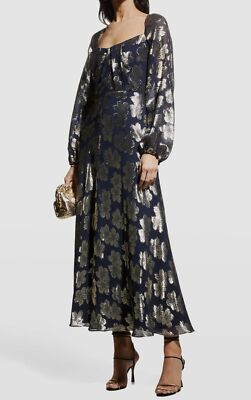 blu pepper striped dress APPLIQUÉD FLORAL LACE MIDI DRESS IN BLUE main image 0