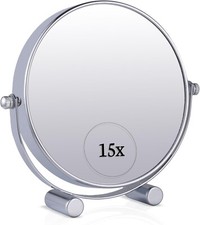 MIRRORVANA Small 15X/1x  Magnifying Tabletop Mirror Doublesided for Makeup Bx 4