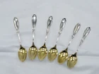 Lot Of 6 Antique Gorham Bedford Sterling Silver Demitasse Spoons Gold Wash 1896