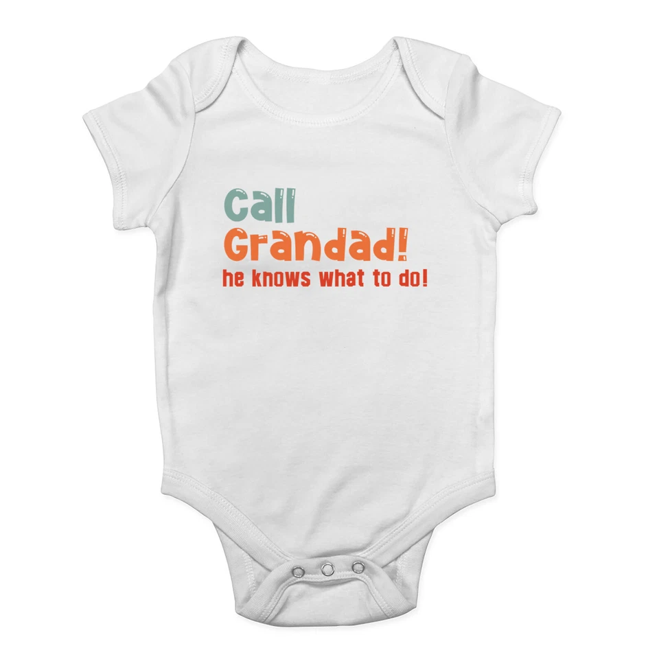 BABY ORIGINALS Call Grandad Baby Grow Vest Funny Love Grandparents' Day Bodysuit Boys Girl Gift