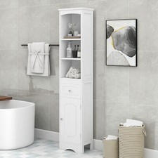 66.9'' Height Tall Bathroom Floor Storage Cabinet W/ Door Drawer Shelves White