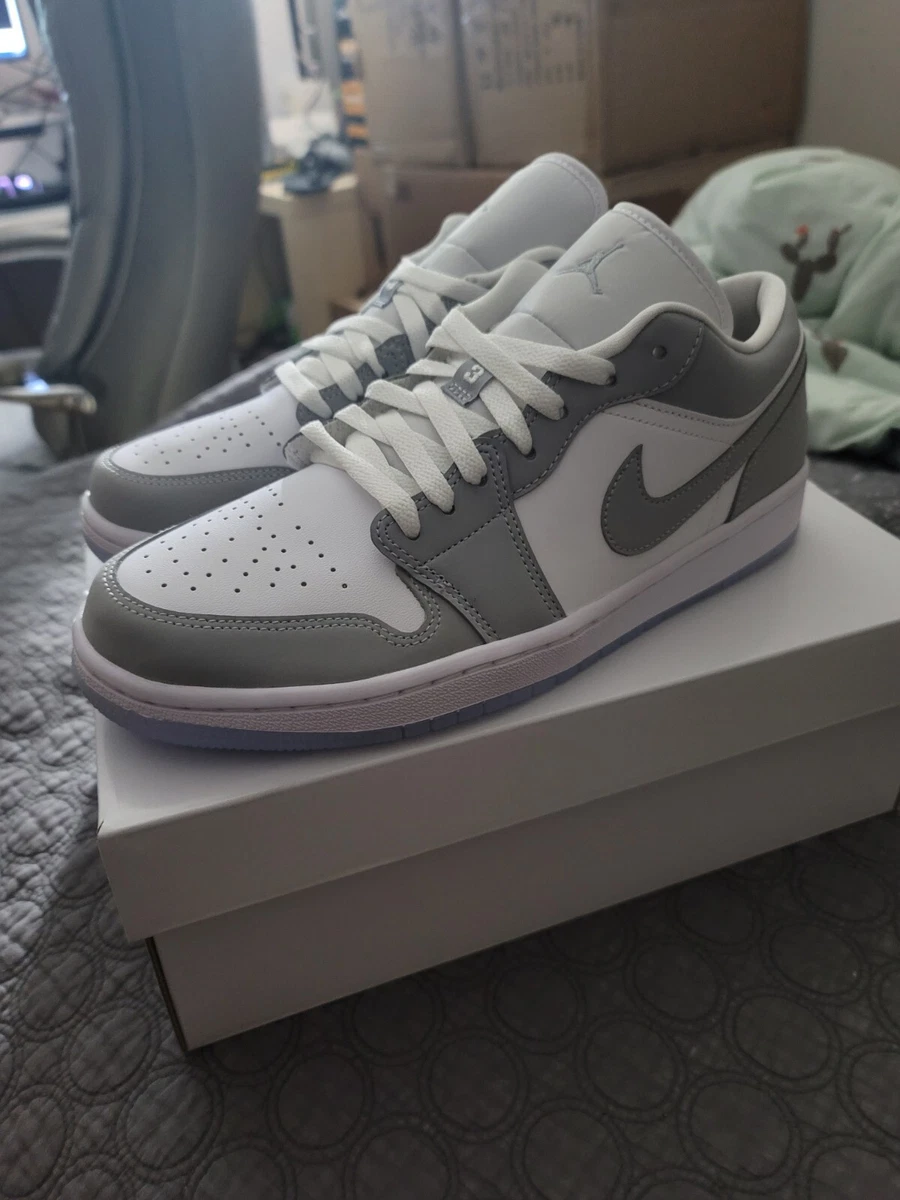 Size 8.5 Womens Size 7 Men Jordan 1 Low White Wolf Gray DC0774