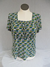East 5th Womens XL Tunic Blouse Short Sleeve Pullover Square Neck
