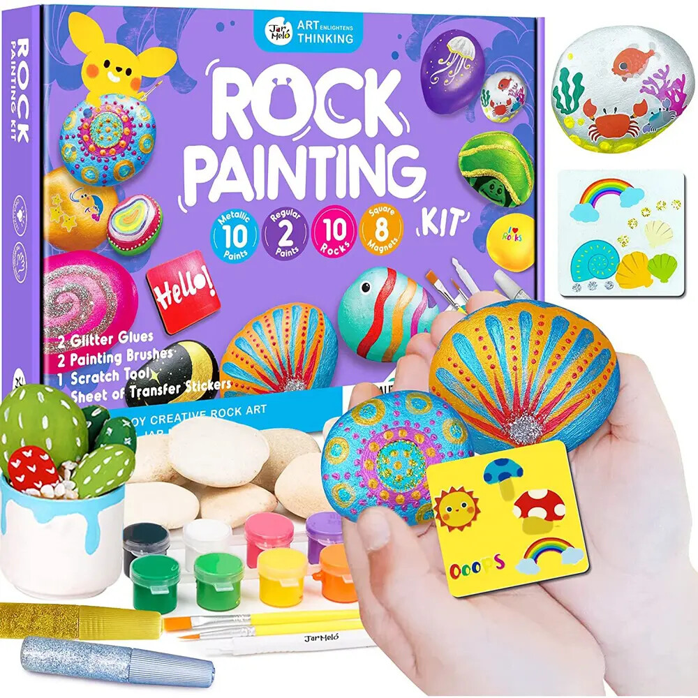 Rock Painting Set with Magnets and Metallic Paints from Jar Meló for Ages 3+