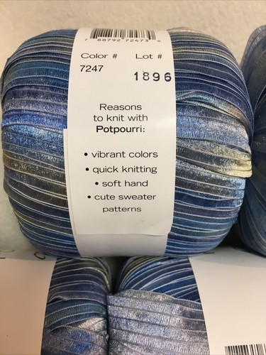 Lot of 5 Skeins Classic Elite POTPOURRI Wide Ribbon Yarn ~ Color 7247 ~ Blues - Picture 8 of 10