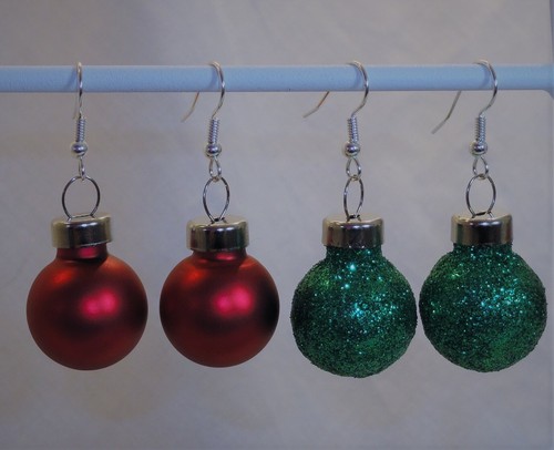 Mini pendientes de bola de vidrio, adornos redondos de Navidad rojo navideño verde blanco 20 mm - Imagen 15 de 24