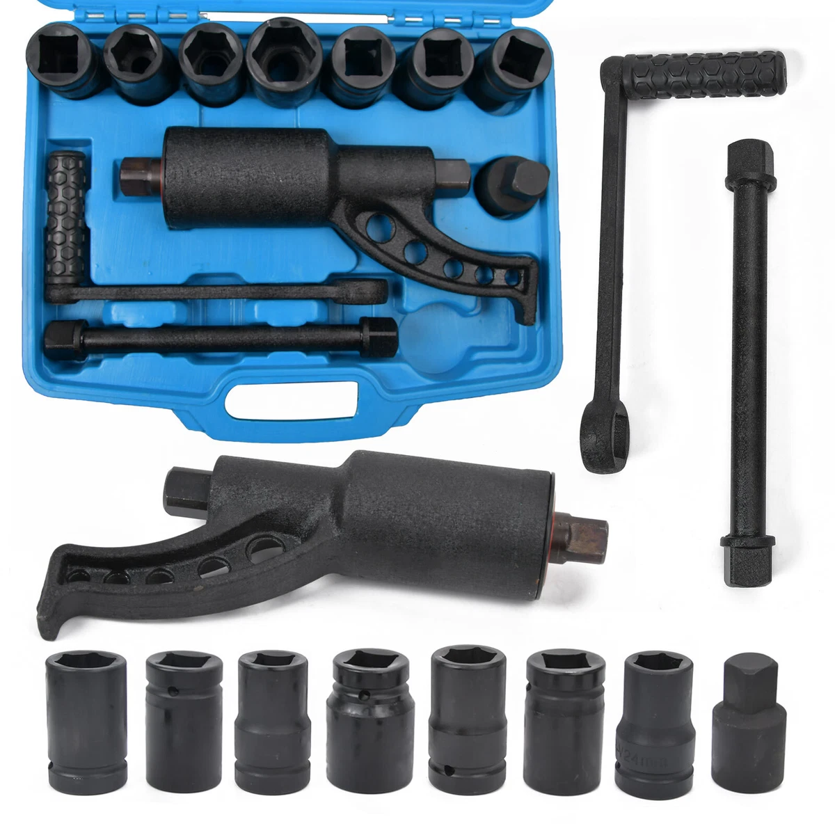 SW-Stahl 03966L Drehmomentvervielfältiger 1 Zoll - 3.200 Nm - 5-teilig | Drehmomentverstärker für LKW und Traktor - Radmutternlöser Set mit 32 & 33 mm Steckschlüsseln im Koffer - Übersetzung 1:56