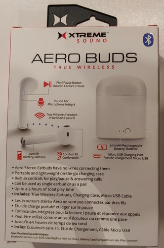 Extreme Sound Aero Buds Wireless Bluetooth White Ear Buds - Picture 2 of 3