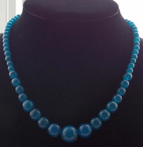 Natural 6-12mm Blue Apatite Round Beads Gemstone Necklace 18" AAA - Picture 10 of 12
