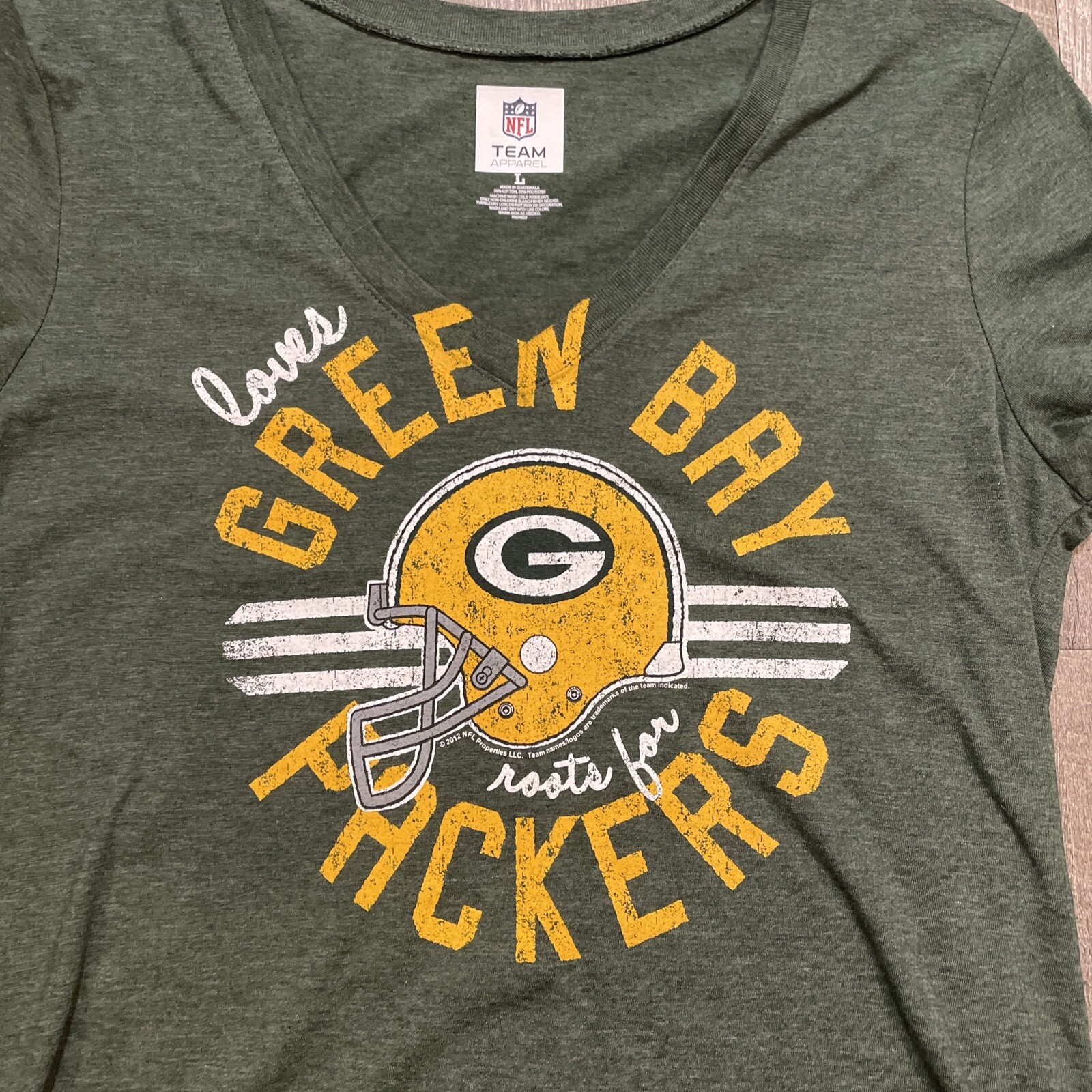 Green Bay Packers Women’s Size L VNeck Graphic Cap Sleeve T Shirt Team