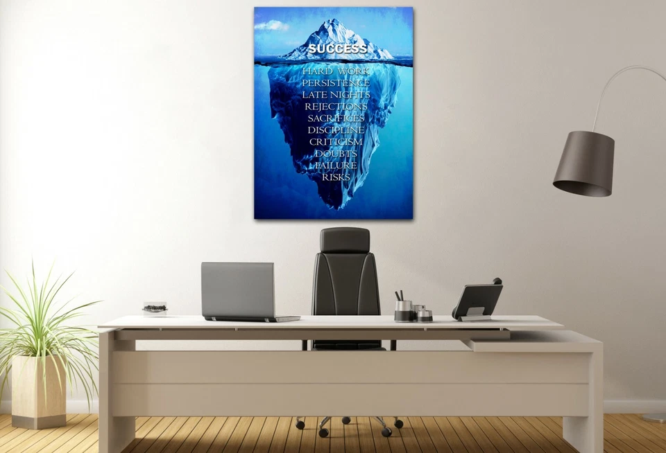 Impresión en lienzo motivacional Iceberg Success, decoración inspiradora de arte de pared Foto 2 de 4