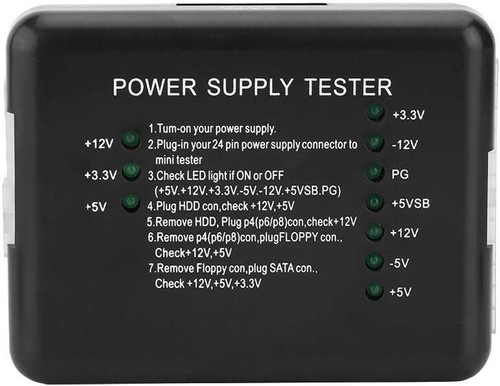 Tester zasilania z wieloma złączami z zielonymi diodami LED do diagnostyki komputerowej - Zdjęcie 11 z 12