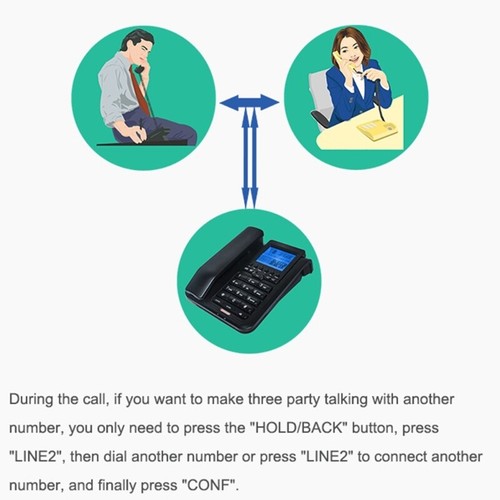 Biuro domowe Biurko Telefon Duża klawiatura Regulowana jasność Połączenie bez użycia rąk - Zdjęcie 4 z 8