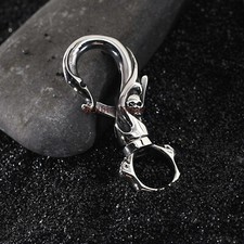 Premium Stainless Steel Skull Swivel Keyring Keychain Secure Wallet Key Chain
