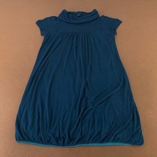 Soprano Women's Size 1X Blue Short Sleeve Cowl Neck Pullover A Line Dress