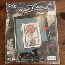 Vtg 1995 Bucilla Silk Ribbon Embroidery  Coun...