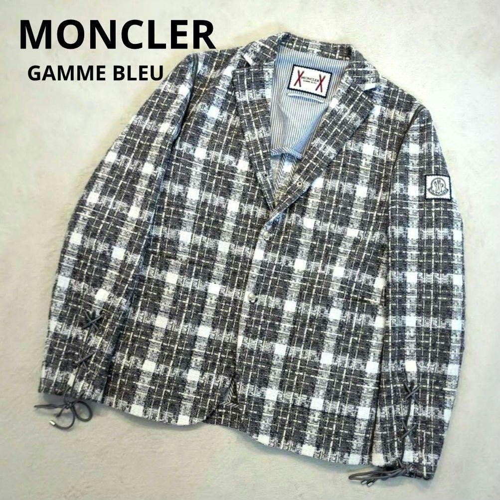 Moncler Gum Blue Tailored Jacket Tweed Gray Size 3