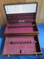 Vintage Wooden Anti-Tarnish Silverware Storage Chest With Drawer