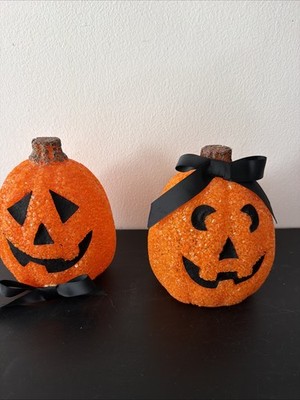 2 Seasons Melted Plastic Popcorn Halloween Light Up Pumpkins Jack O Lantern