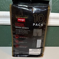 NEW Wrangler Men's Cotton Stretch Boxer Briefs 10 Pack Underwear Cotton Large