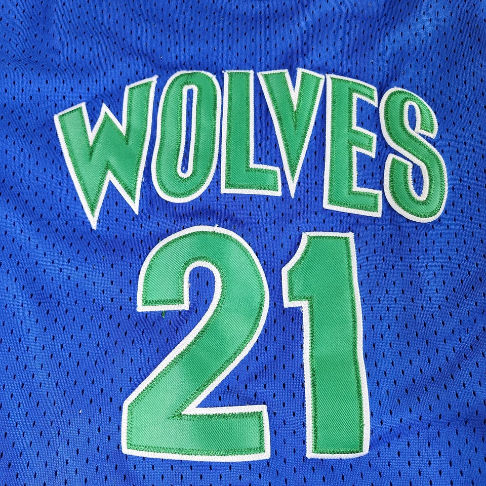 Camiseta Timberwolves Kevin Garnett Mediana Mitchell & Ness Rara Azul Verde Letras Foto 3 de 4