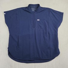 Figs Montex Scrub Top Shirt Womens XL Navy Half Zip Mandarin Pockets Technical