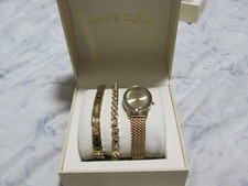 Anne Klein New York Crystal Accented Women's Watch and Bracelet Set, 12/7786GPST