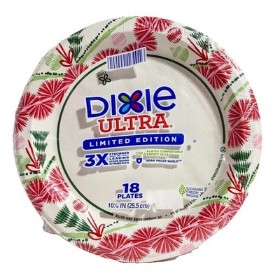 Dixie Ultra Paper Plates Dinner 10  Christmas Ornament Limited Edition 18ct NEW