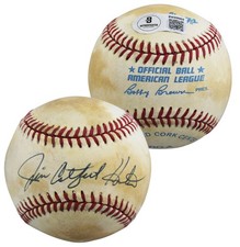 Yankees Jim Catfish Hunter Authentic Signed Brown OAL Baseball BAS #BW89068