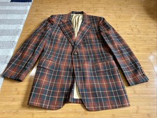 Vintage 70 s Johnny Carson Red Plaid Blazer 42 Tartan