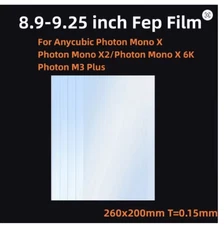 8.9" FEP Film 260x200x0.15mm for ANYCUBIC Photon Mono X/Elegoo Saturn 3D