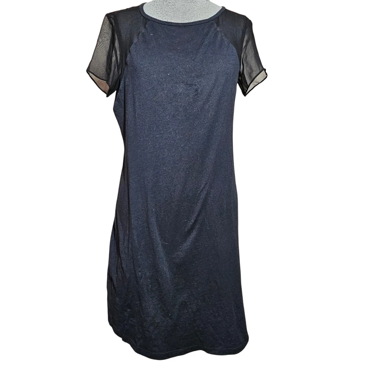 knee length dresses for ladies Theyskens' Theory Dress Drian Fliners Black Mesh Size Petite Long Sleeve Mini main image 1