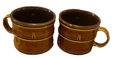 Vintage Capodimonte Stoneware Bamboo Style Coffee Mug Large Tiki Style