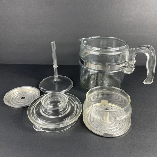 Vintage Pyrex Flameware 7754-B Glass Percolator Coffee Pot 2-4 Cup Complete