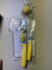 Prepology 2 Piece Knife Set With Sharpener - Yellow Handle - Stainless