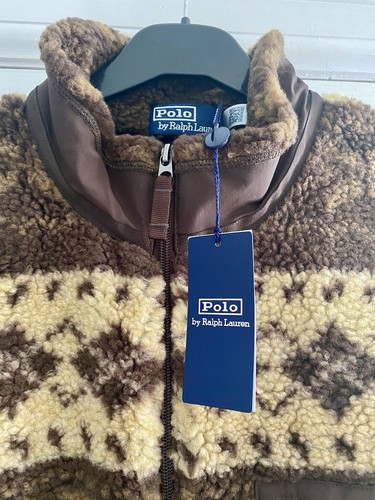 Chaqueta polar marrón con estampado Polo Ralph Lauren - Talla XL - NUEVA CON ETIQUETAS - Imagen 8 de 15