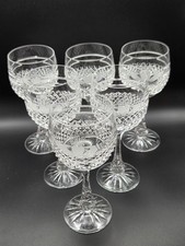 6 Galway Crystal Claddagh Ring Irish 7" Wine Glasses