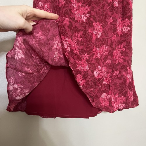 Vintage INC International Concepts 100% Silk Skirt Size 6 Dark Pink Coquette Y2K - Picture 4 of 12
