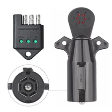 4 Pin  Flat 7 Way Round RV Blade Trailer Wiring Tester Light Connector Test Plug
