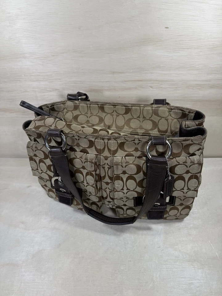 Bolso de hombro COACH Signature Soho con hebillas cuero marrón oscuro tostado gamuza Foto 4 de 4