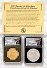 2022 W Burnish Gold/Silver Amer Eagle NGC MS70 1oz $50 Adv Releases Cabral
