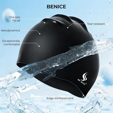 SWIM CAP SET FOR WOMEN MEN DURABLE SILICONE SWIMING CAP W/ NOSE CLIP EAR PLUGS