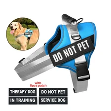 Reflective Nylon Dog Harness with 8pcs Dog Patches Breathable Dog Harness With S